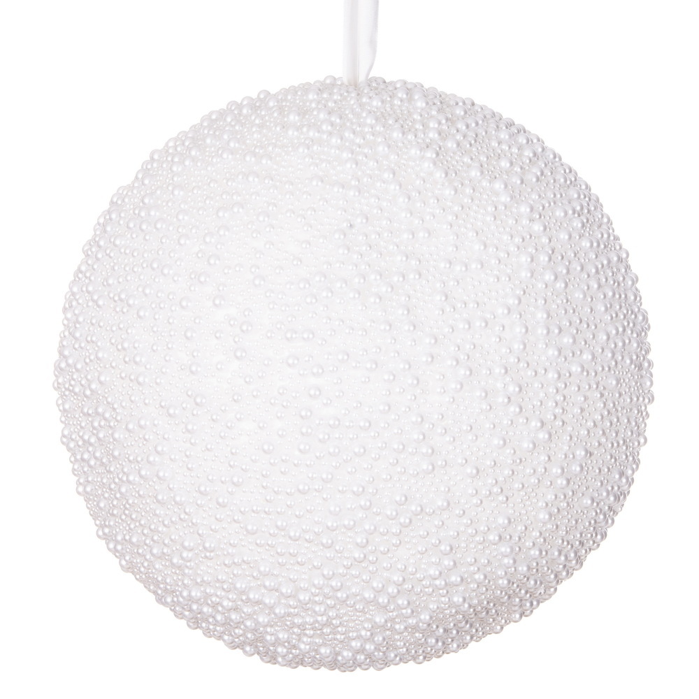 EH241212 12 in. White Pearl Ball Ornament