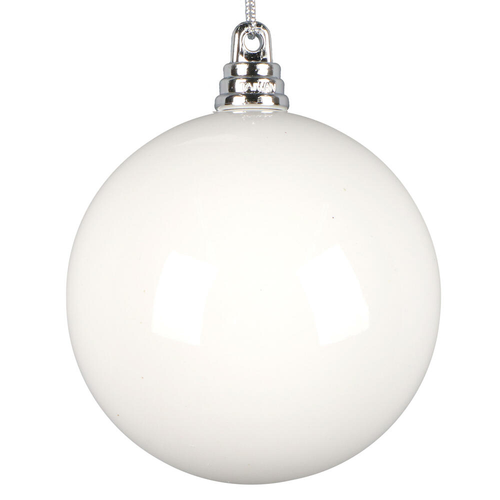 MT250311W 3 in. Enamel Ball Ornament, White - 12 per Bag
