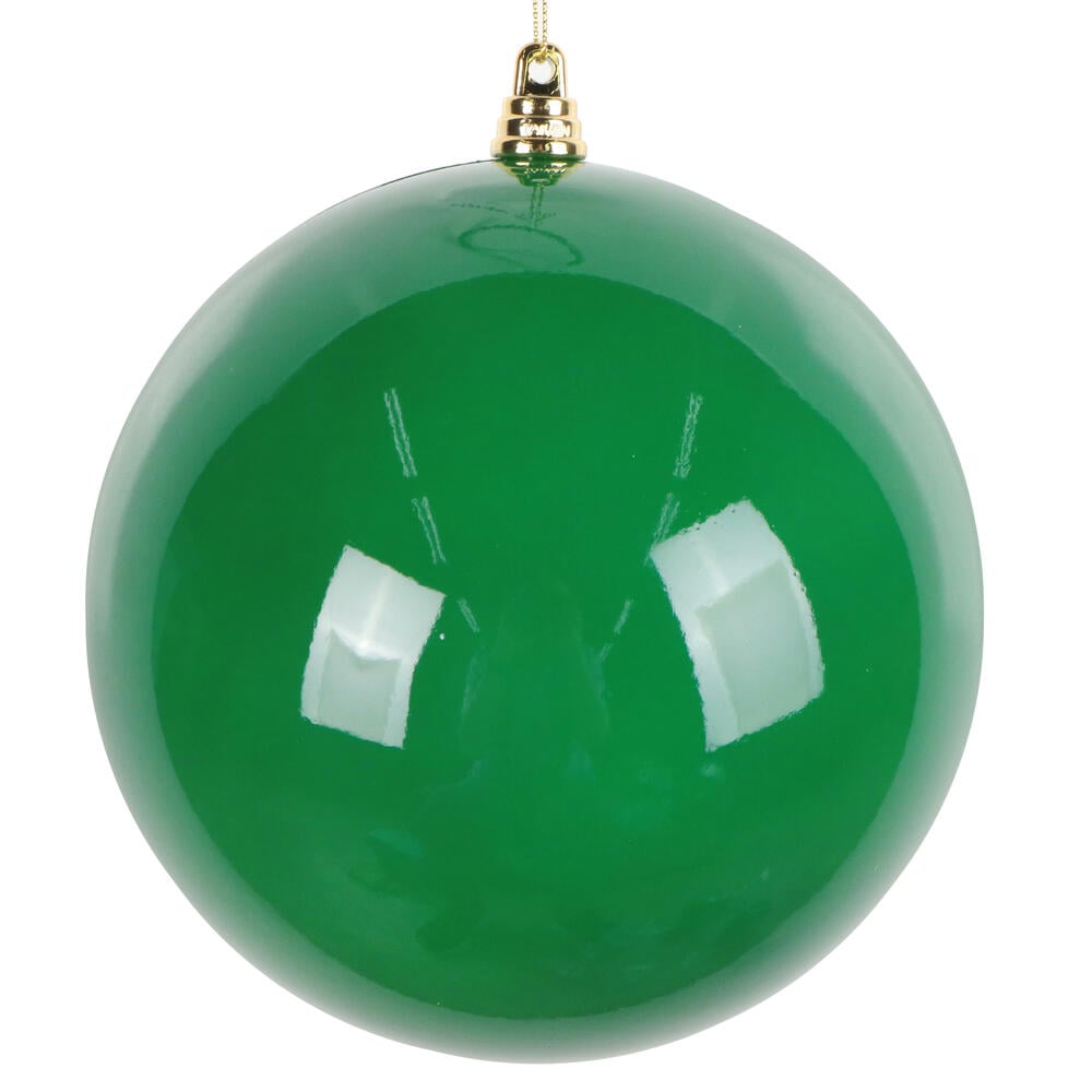 MT250604W 6 in. Enamel Ball Ornament, Green - 4 per Bag