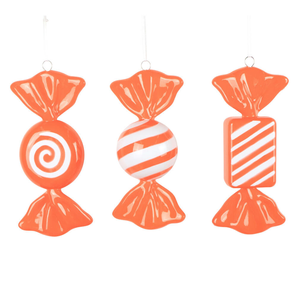 MT252828W 7.5 in. Orange Enamel Candy Assortment Ornament - 3 per Bag