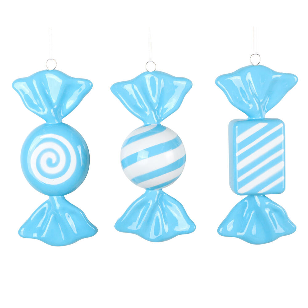 MT252852W 7.5 in. Light Blue Enamel Candy Assortment Ornament - 3 per Bag