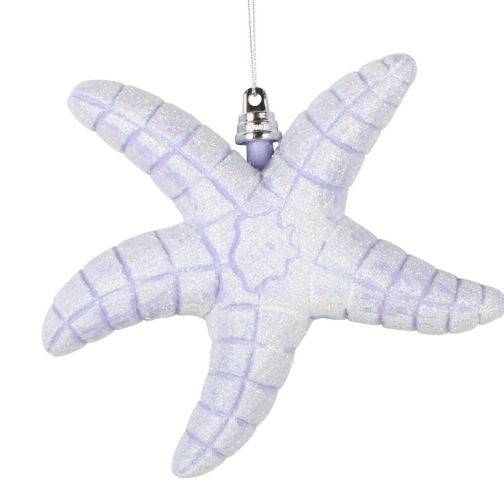 MT255686W 6.5 in. Purple Starfish Glitter Ornament - 2 per Bag