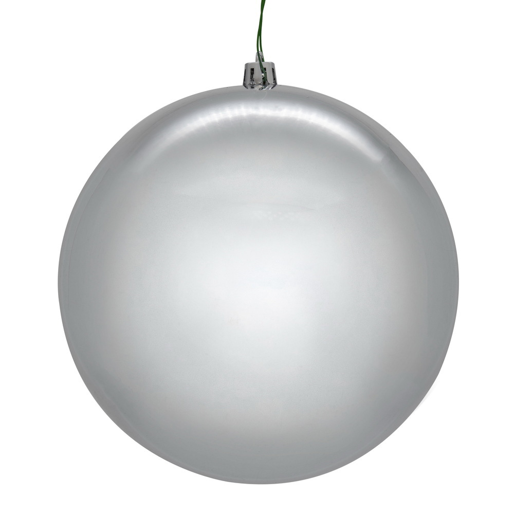 N591207DSVL 4.75 in. Shiny Seamless UV Drill Ball Ornament - Silver - 4 per Box