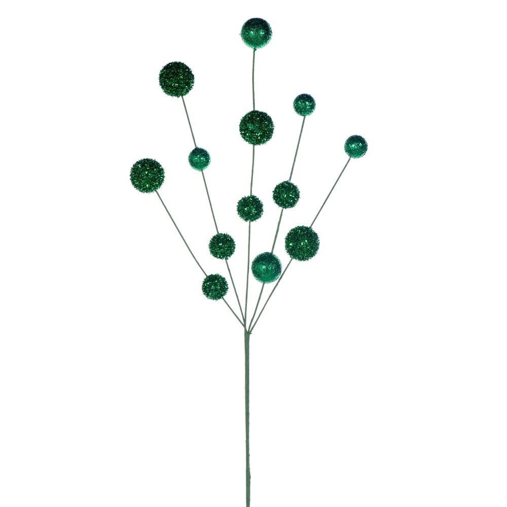 RPQ251704 28 in. Green Glitter Ball Spray - 2 per Bag