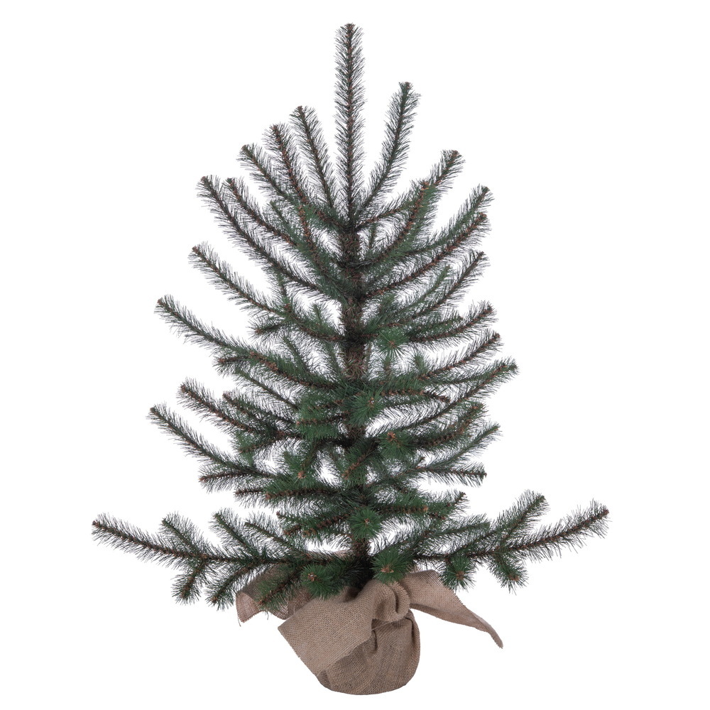 3 ft. x 28 in. Tabiona Pine Artificial Un-Lit Christmas Tree with 98 Realistic Blend of PVC & Hard Needle Tips & Decorative Burlap Base - Green