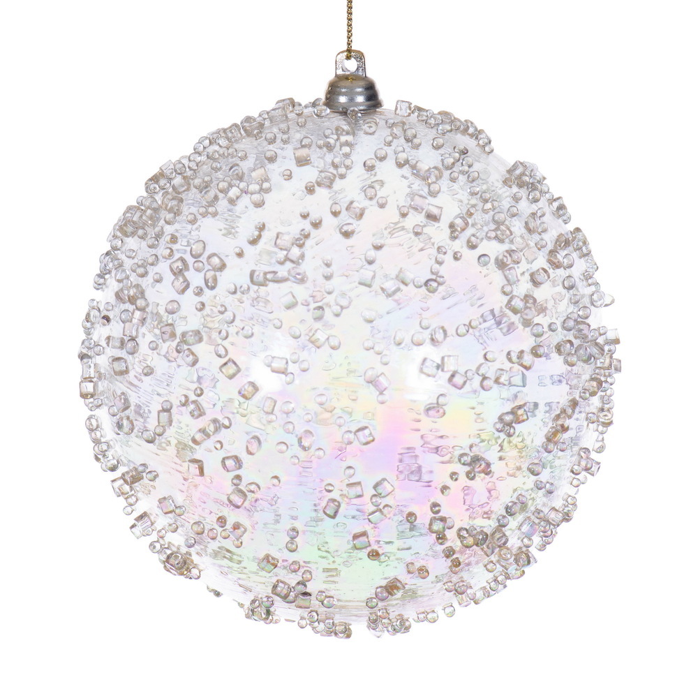 MC250738W 4.75 in. Champagne Iridescent Bead Ornament - 3 per Bag