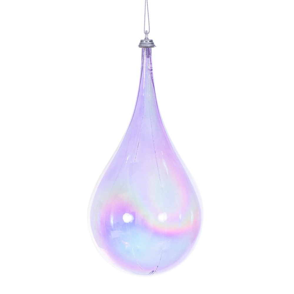 MC251186W 4 in. Lavender Iridescent Teardrop Ornament - 3 per Bag