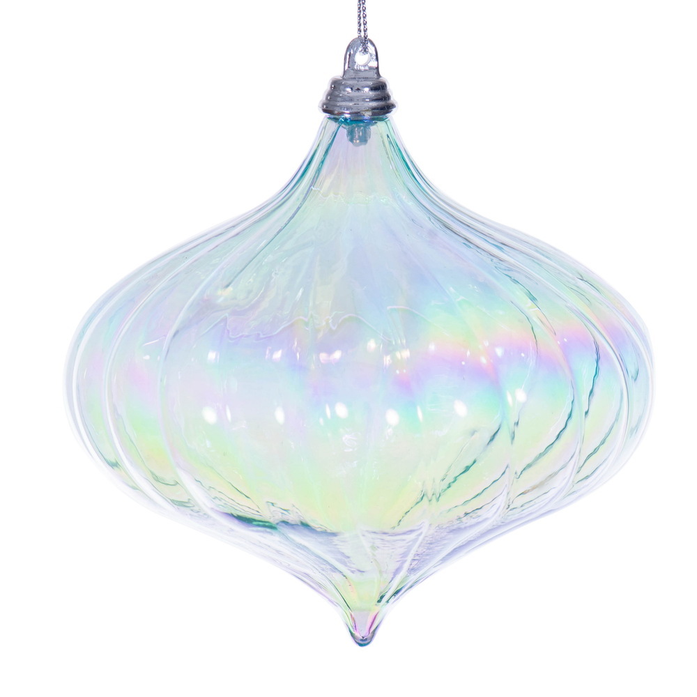 MC251332W 4.75 in. Baby Blue Iridescent Onion Ornament - 2 per Bag