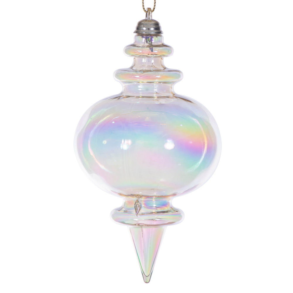 MC251638W 5 in. Champagne Iridescent Finial Ornament - 3 per Bag