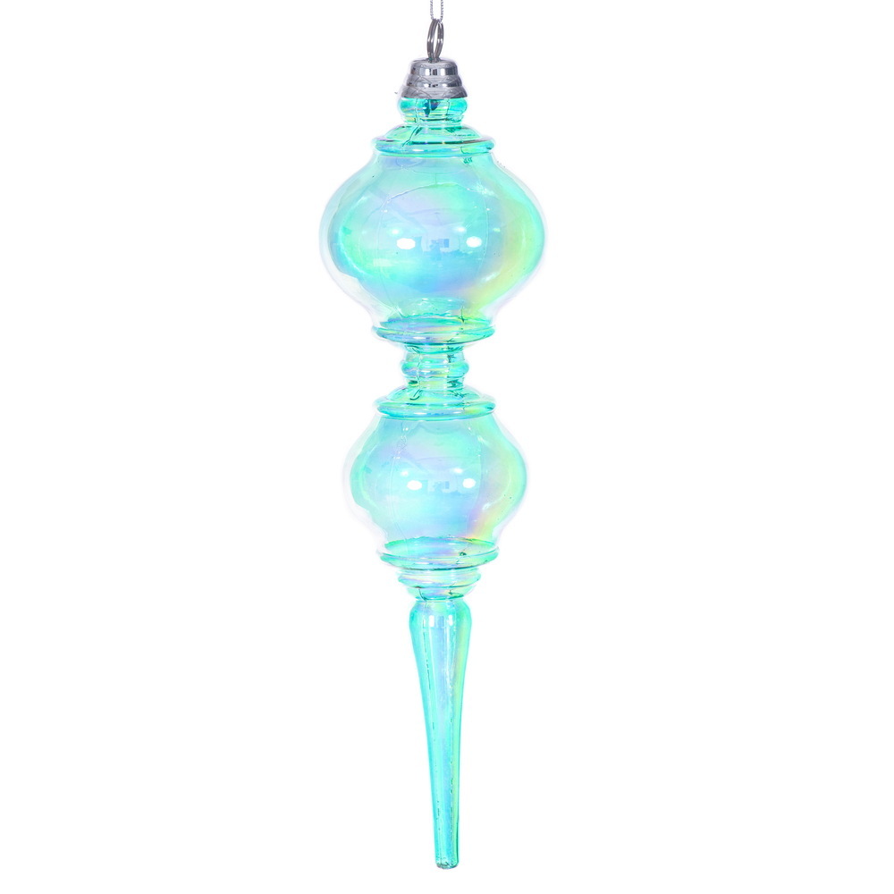 MC252942W 16.5 in. Teal Iridescent Finial Ornament
