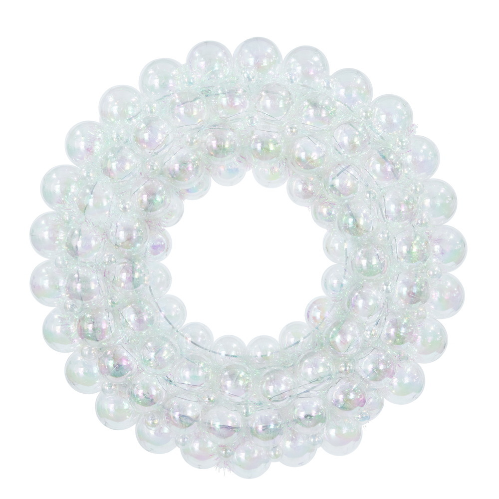 N253228 28 in. Clear Iridescent UV-Treated Ball Wreath Ornament