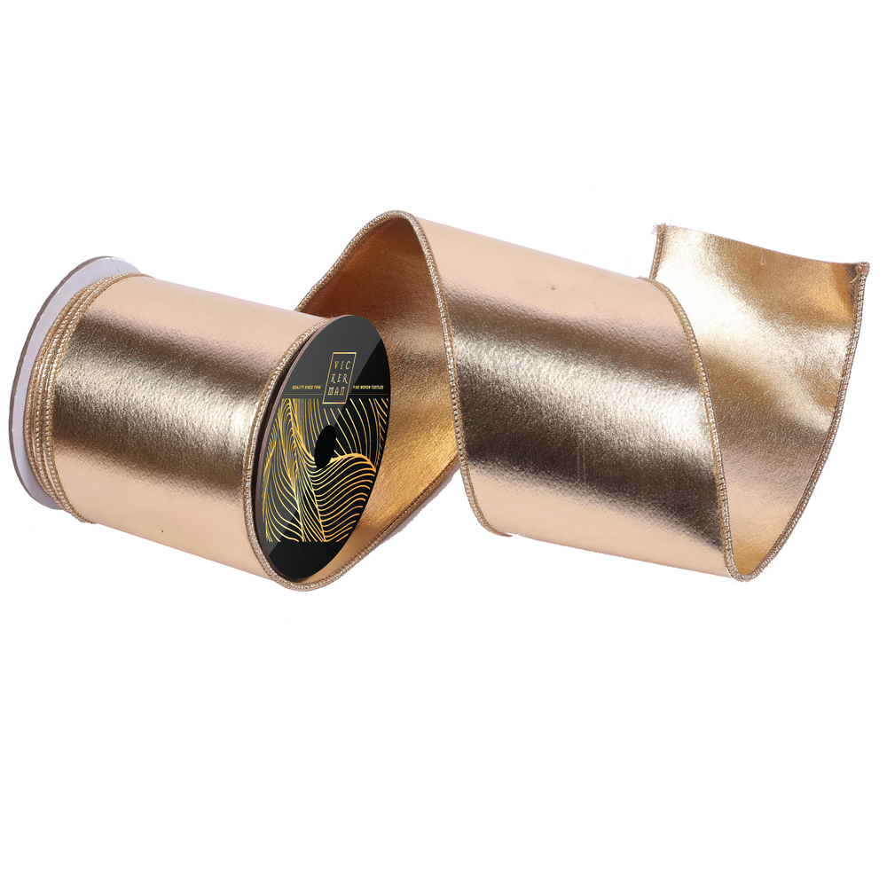 QK251804 4 in. x 10 Yard Gold Foil Ribbon