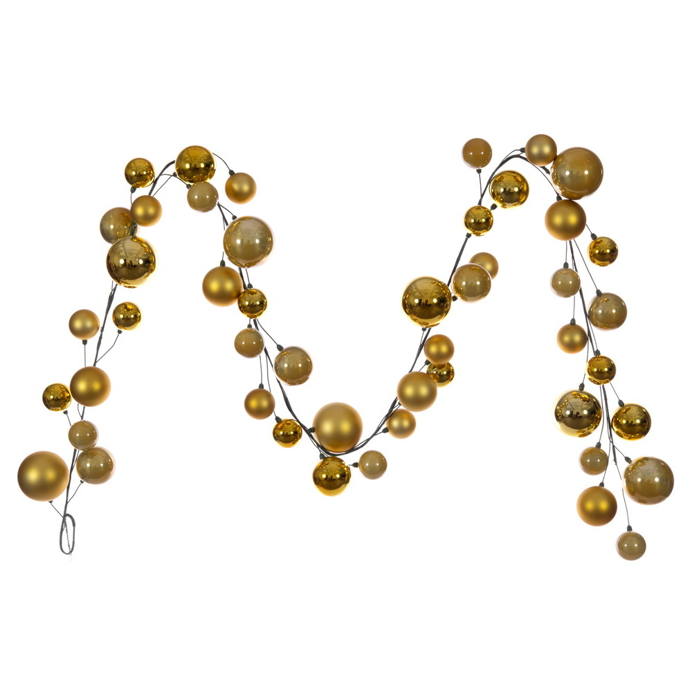 N250308 10 ft. Ball Branch Garland, Gold - 2.4-4 in.