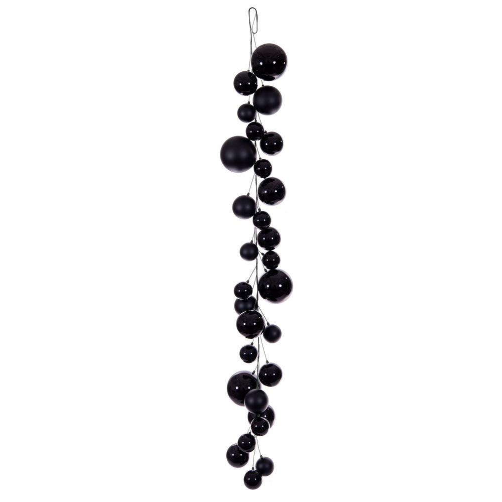 N250517 6 ft. Black Ball Branch Garland - 4-6 in.