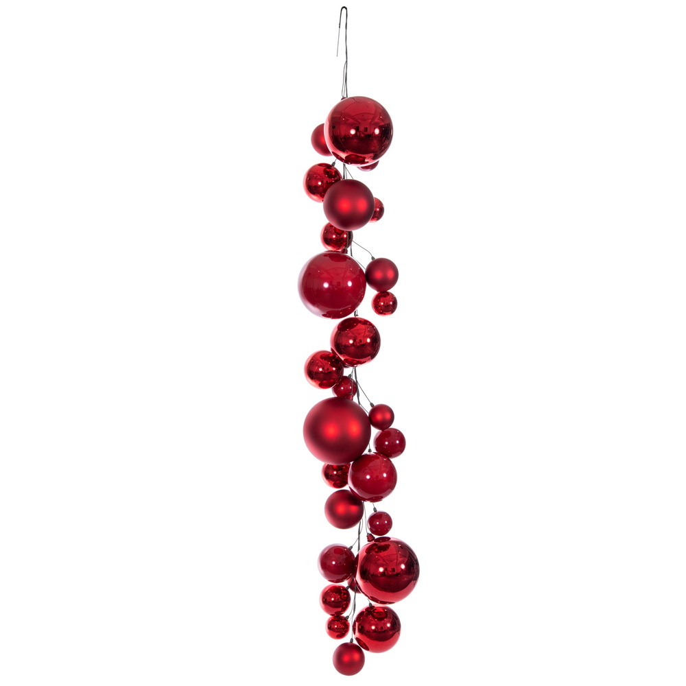 N250703 6 ft. Red Ball Branch Garland - 4-8 in.