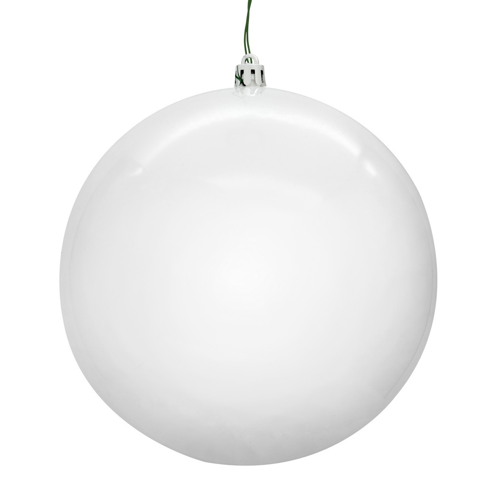 N591211DSVL 4.75 in. Shiny Seamless UV Drill Ball Ornament - White - 4 per Box