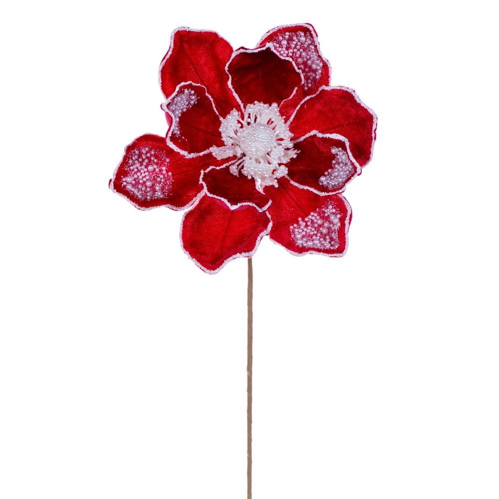 RG253603 17 in. Red Velvet Pearl 8 in. Flower Spray - 2 per Bag