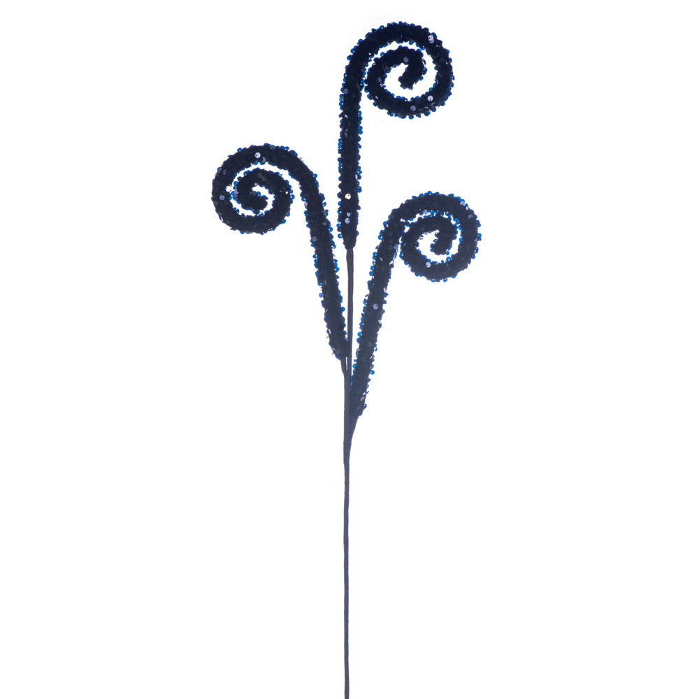 RPQ251917 29 in. Black Sequin Swirl Spray - 3 per Bag