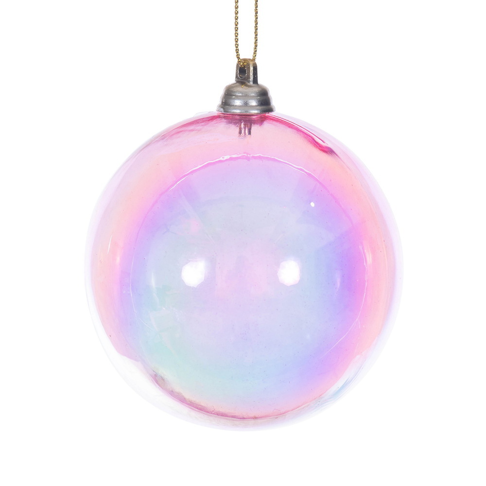 MC250079W 3 in. Pink Iridescent Ball Ornament - 6 per Bag