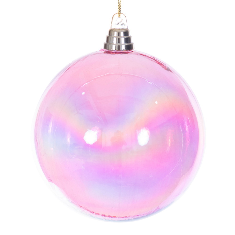 MC250379W 6 in. Pink Iridescent Ball Ornament - 2 per Bag