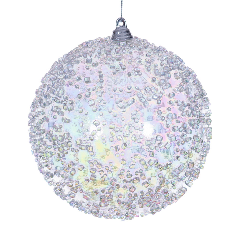 MC250700W 4.75 in. Clear Iridescent Bead Ball Ornament - 3 per Bag