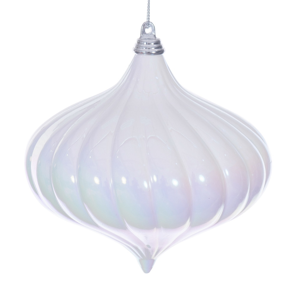 MC251311W 4.75 in. White Iridescent Onion Ornament - 2 per Bag