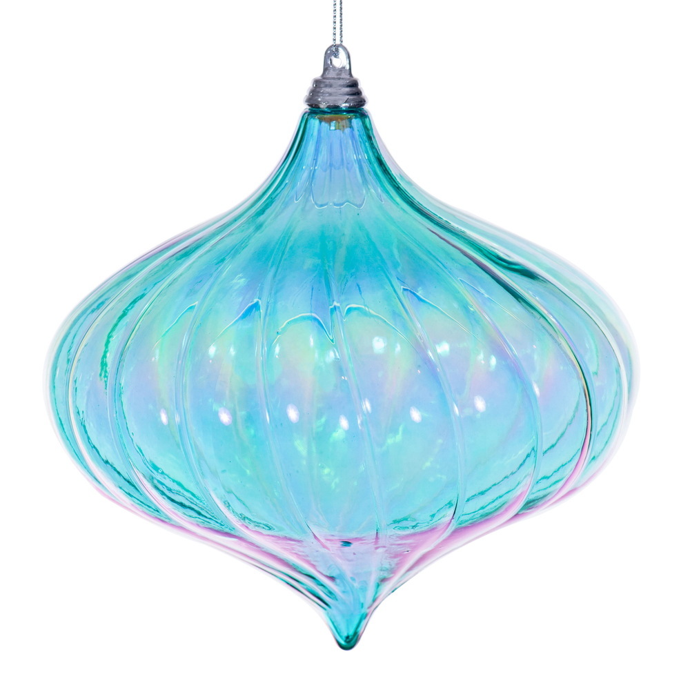 MC251442W 6 in. Teal Iridescent Onion Ornament - 2 per Bag