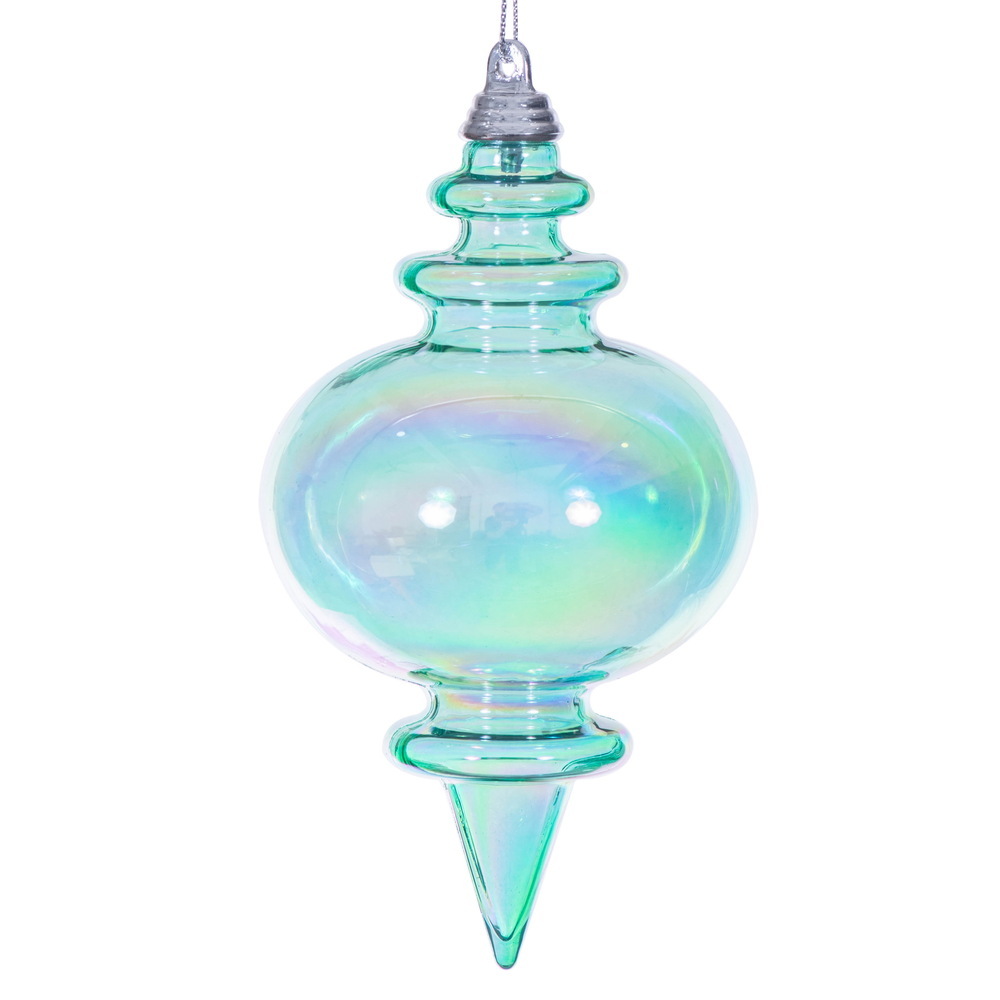 MC251642W 5 in. Teal Iridescent Finial Ornament - 3 per Bag