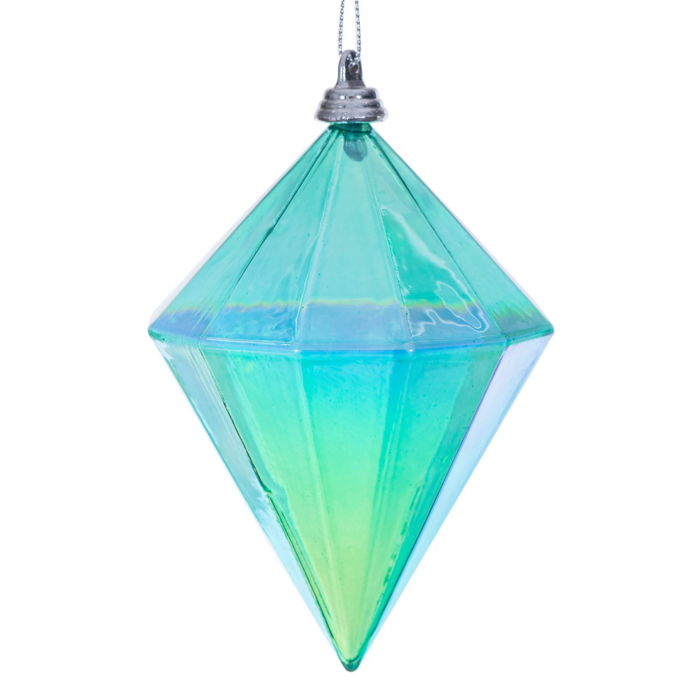 MC252142W 5 in. Teal Iridescent Diamond Ornament - 3 per Bag