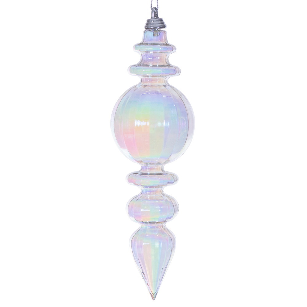 MC252300W 7.5 in. Clear Iridescent Finial Ornament - 2 per Bag