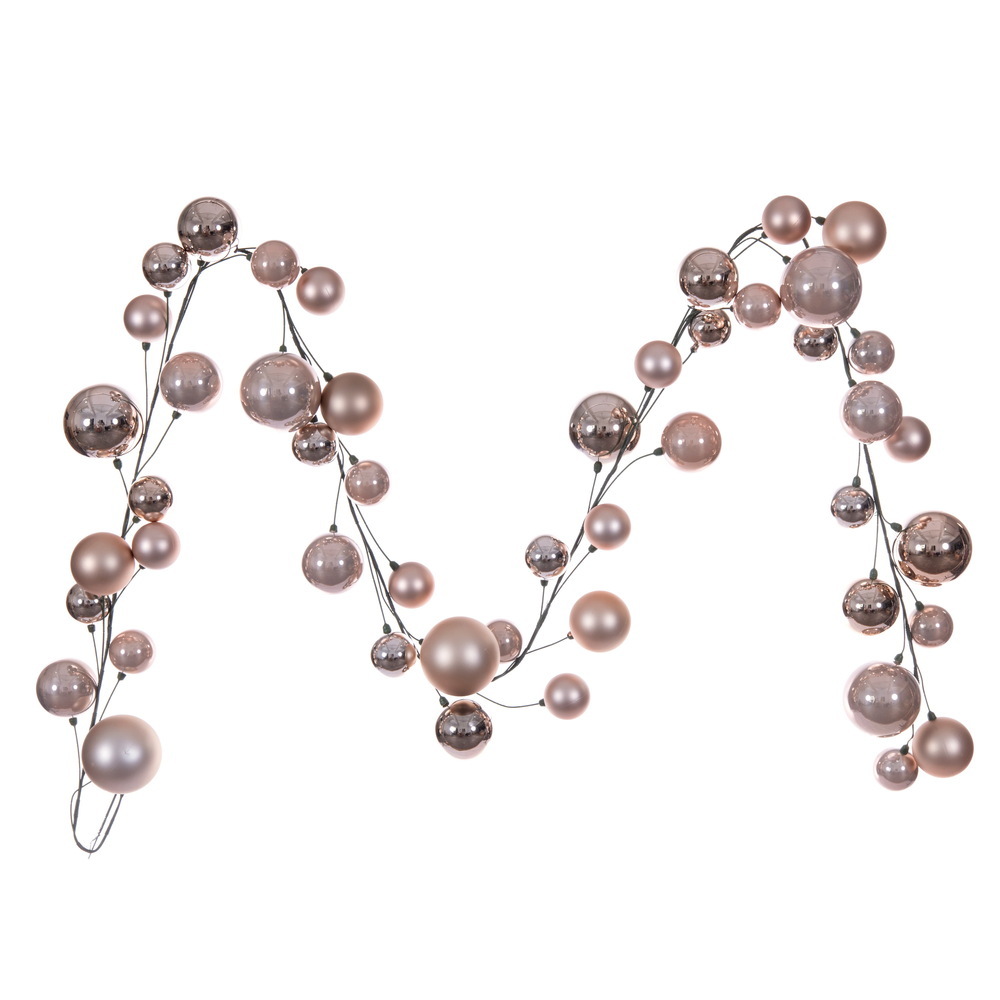 N250358 10 ft. Ball Branch Garland, Rose Gold - 2.4-4 in.