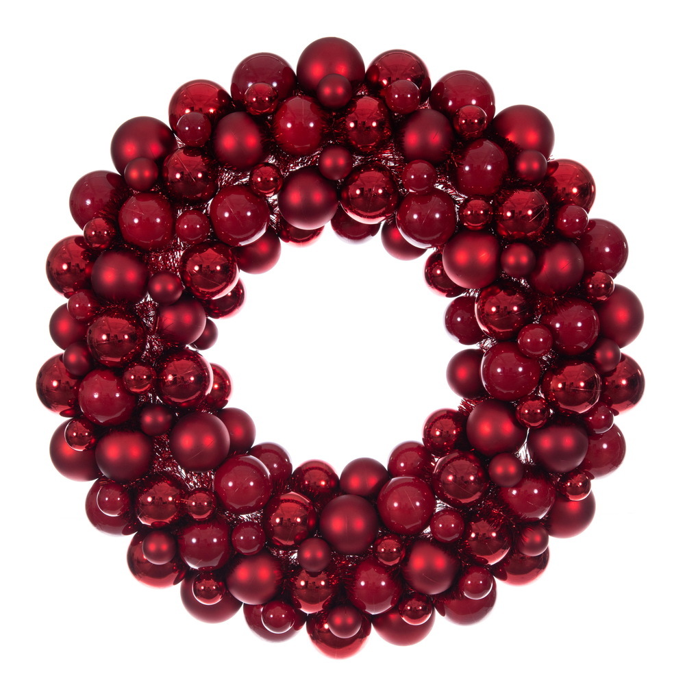 N250903UV 28 in. Red UV-Treated Ball Wreath Ornament
