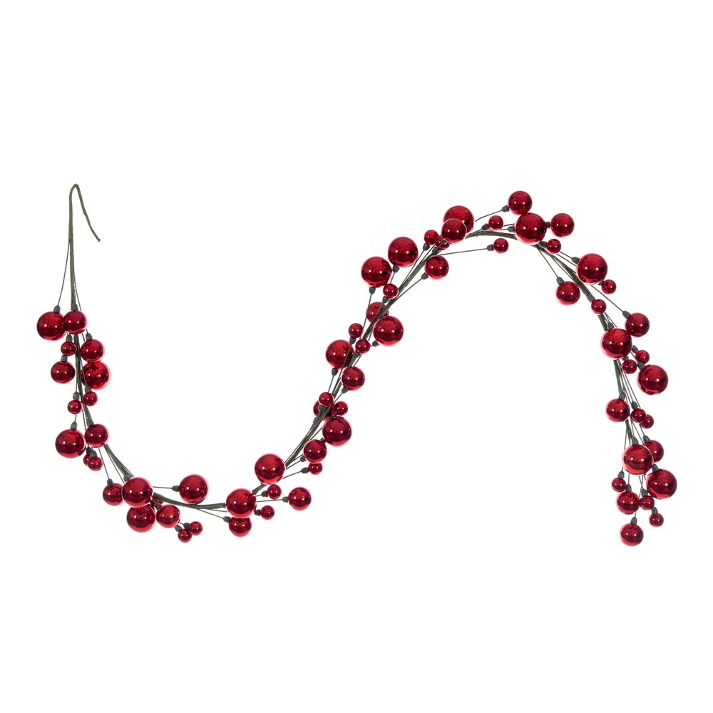 N251103 6 ft. Red Shiny Ball Branch Garland - 1-2 in.
