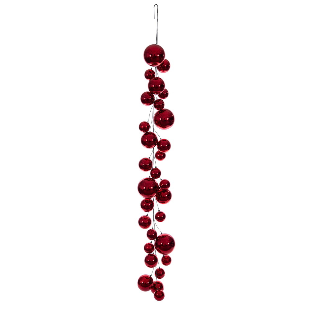 N251503 6 ft. Red Ball Branch Garland