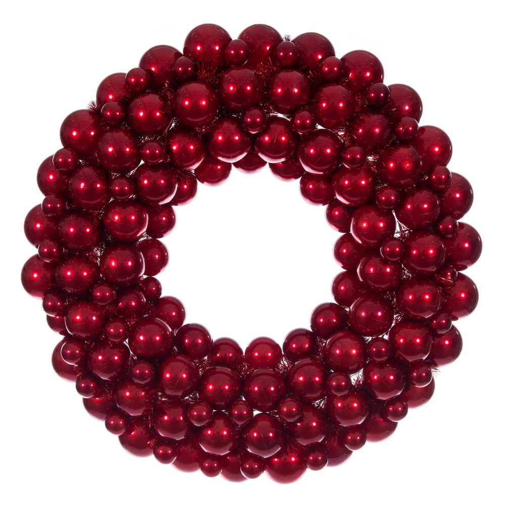 N252903UV 28 in. Red UV-Treated Candy Ball Wreath Ornament