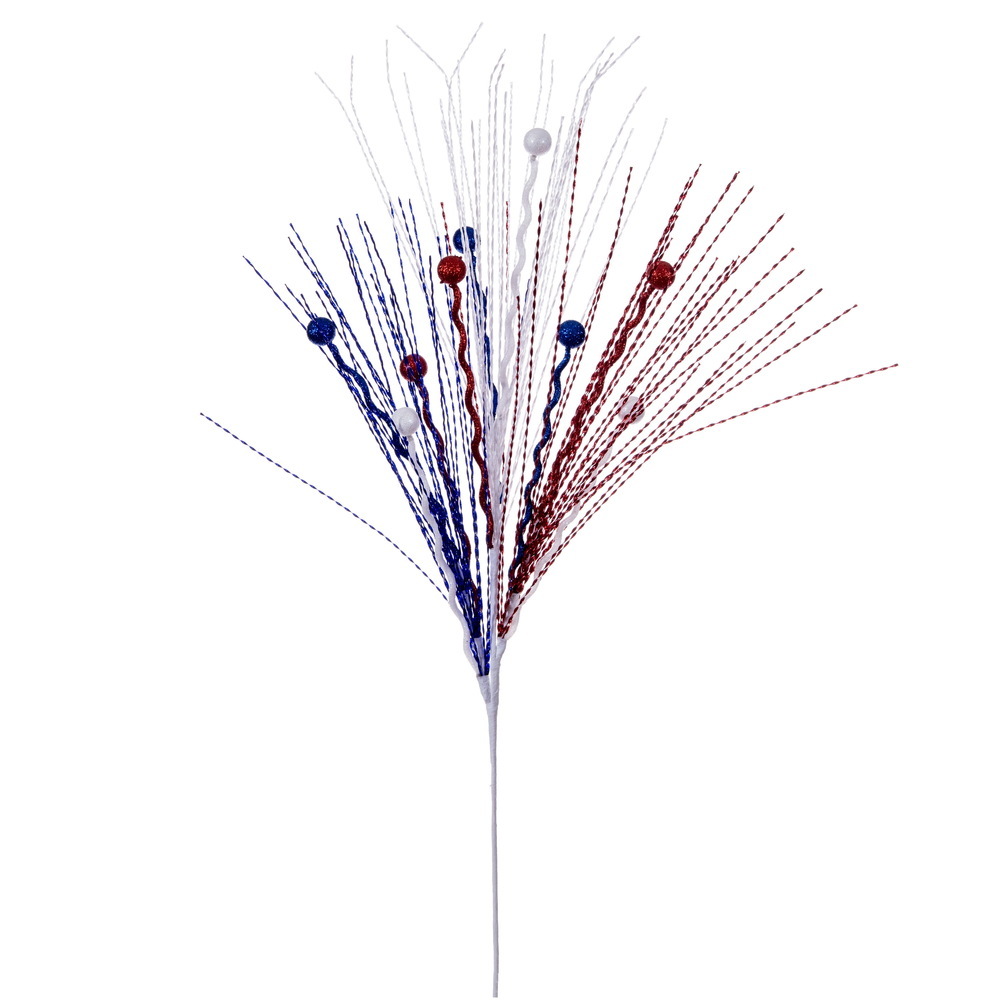 QG251155 35 in. Red & White & Blue Glitter Berry Spray - 4 per Bag