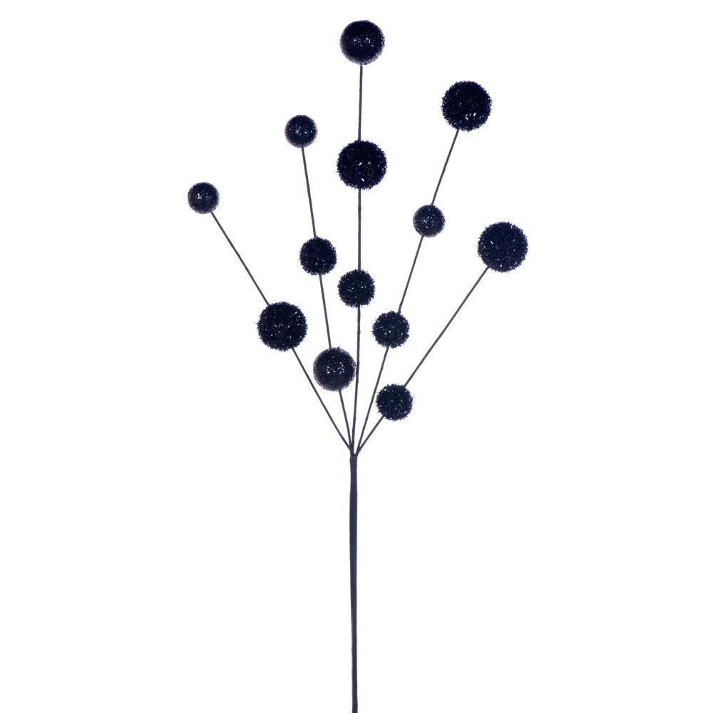 RPQ251717 28 in. Black Glitter Ball Spray - 2 per Bag