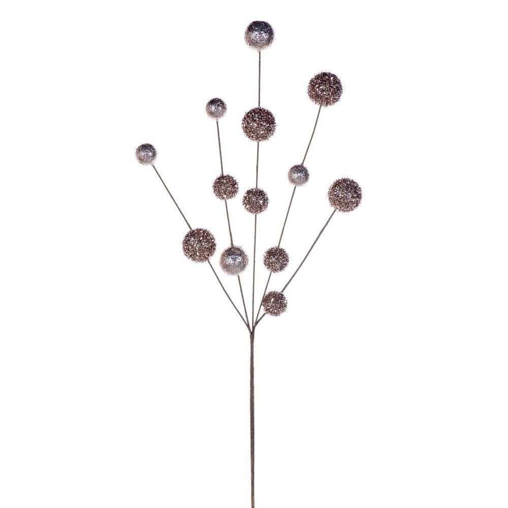 RPQ251738 28 in. Champagne Glitter Ball Spray - 2 per Bag