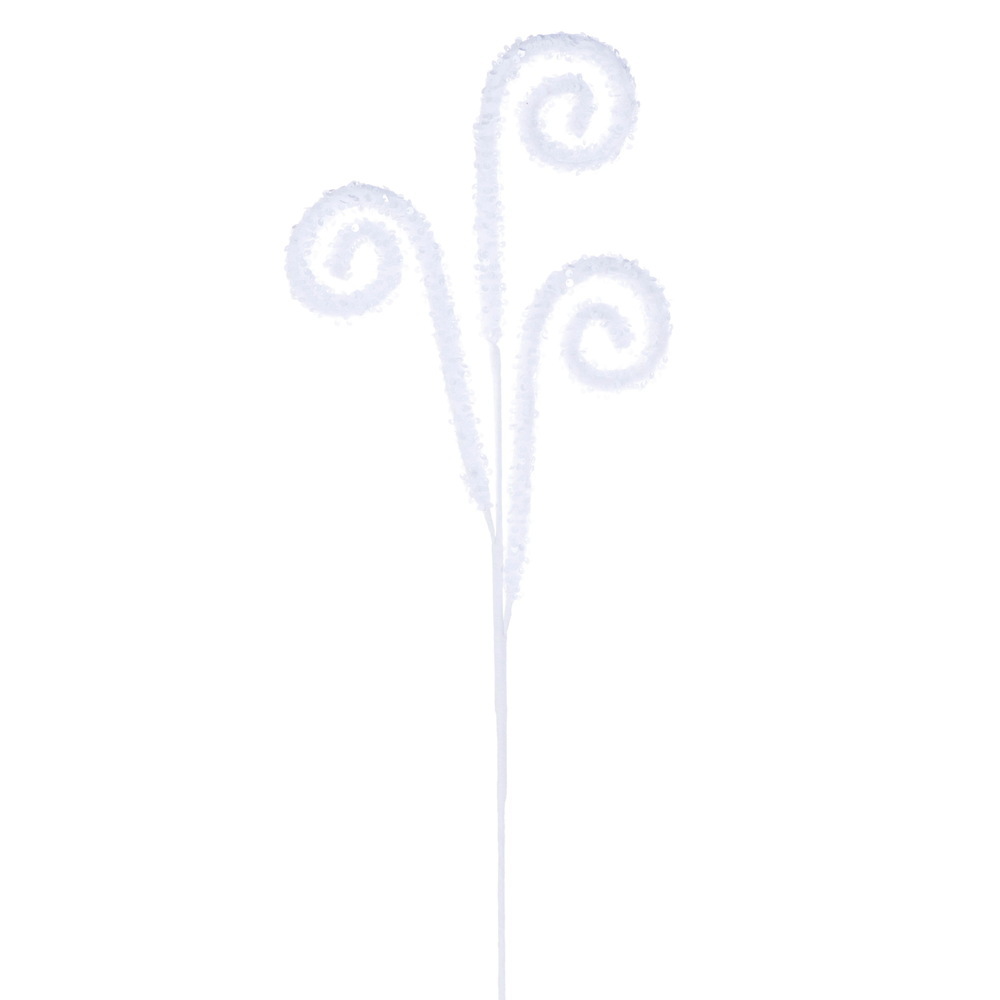 RPQ251911 29 in. White Sequin Swirl Spray - 3 per Bag