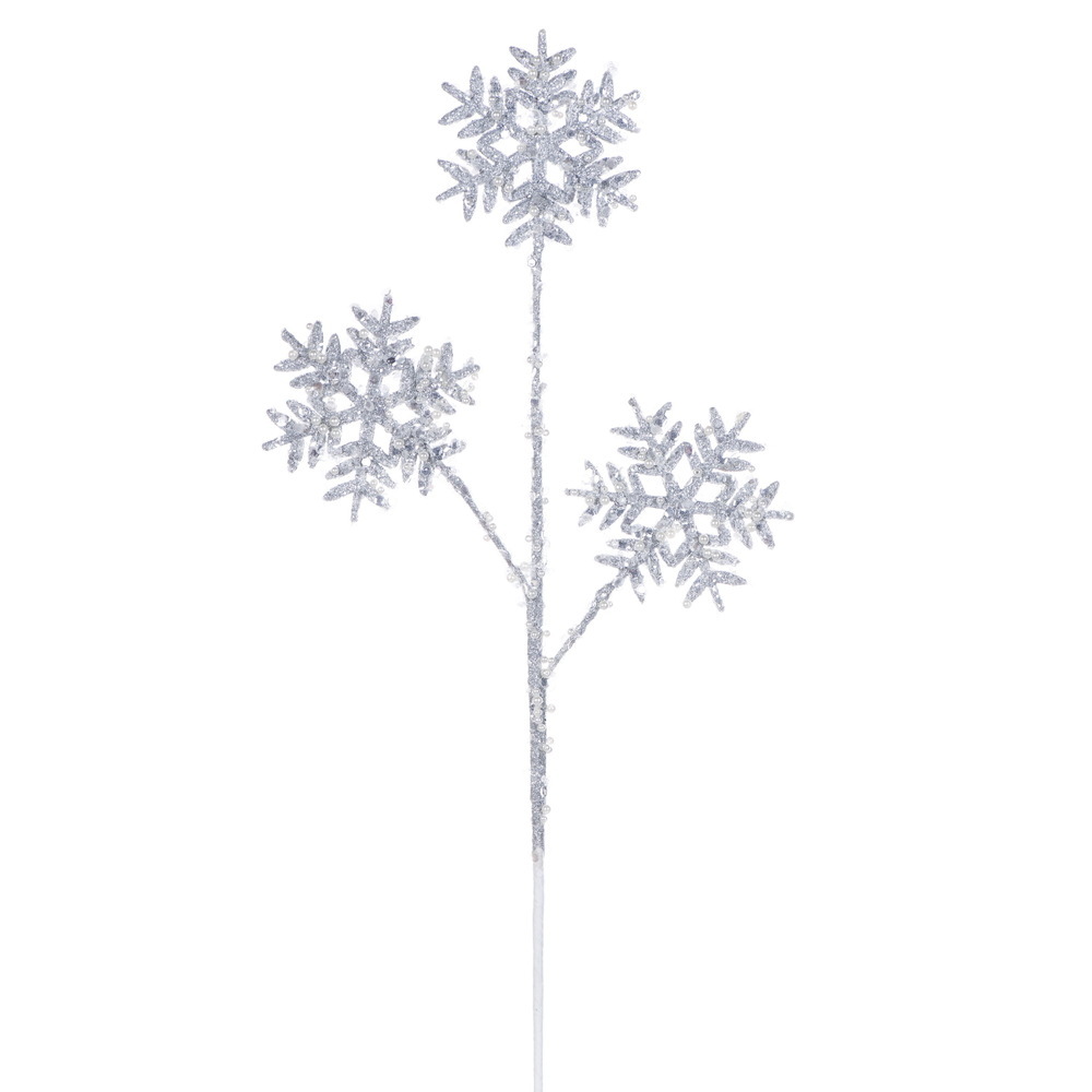 RPQ254707 23 in. Silver Sequin Snowflake Spray - 2 per Bag