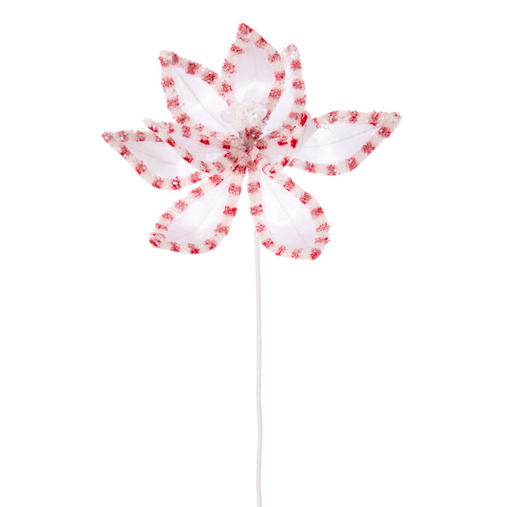 EH252201 22 in. Red & White Peppermint 12 in. Flower Spray - 3 per Bag
