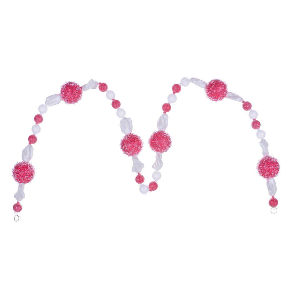 MC254603 6 ft. Red Icy Sugar Candy Garland