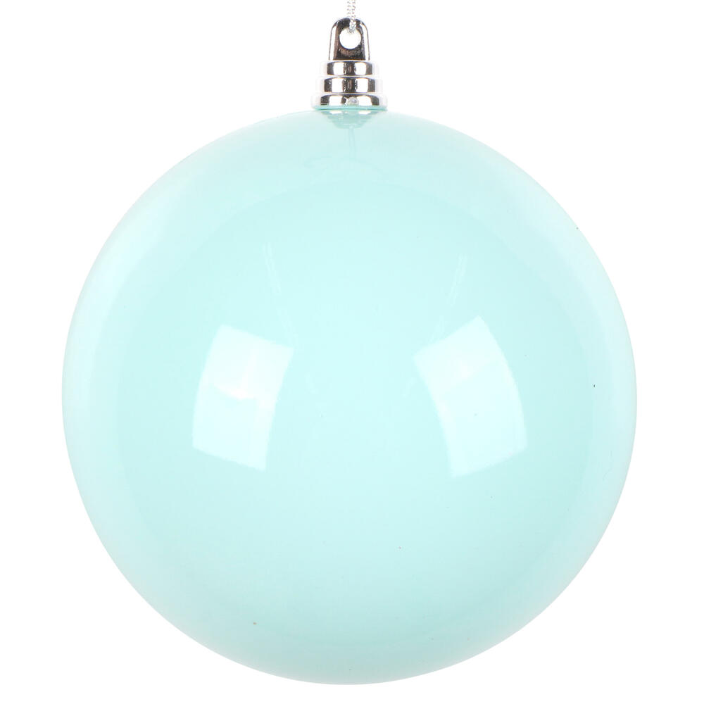 MT250427W 4 in. Enamel Ball Ornament, Aqua - 6 per Bag