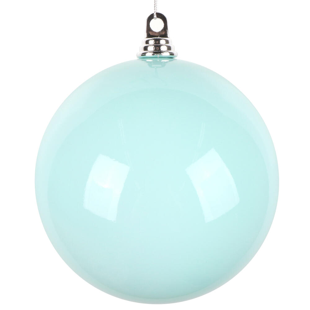 MT250827W 8 in. Enamel Ball Ornament, Aqua - 2 per Bag