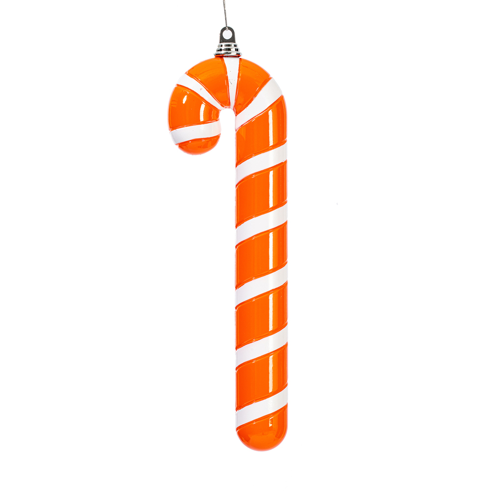 MT251828W 18 in. Orange Enamel Candy Cane Ornament