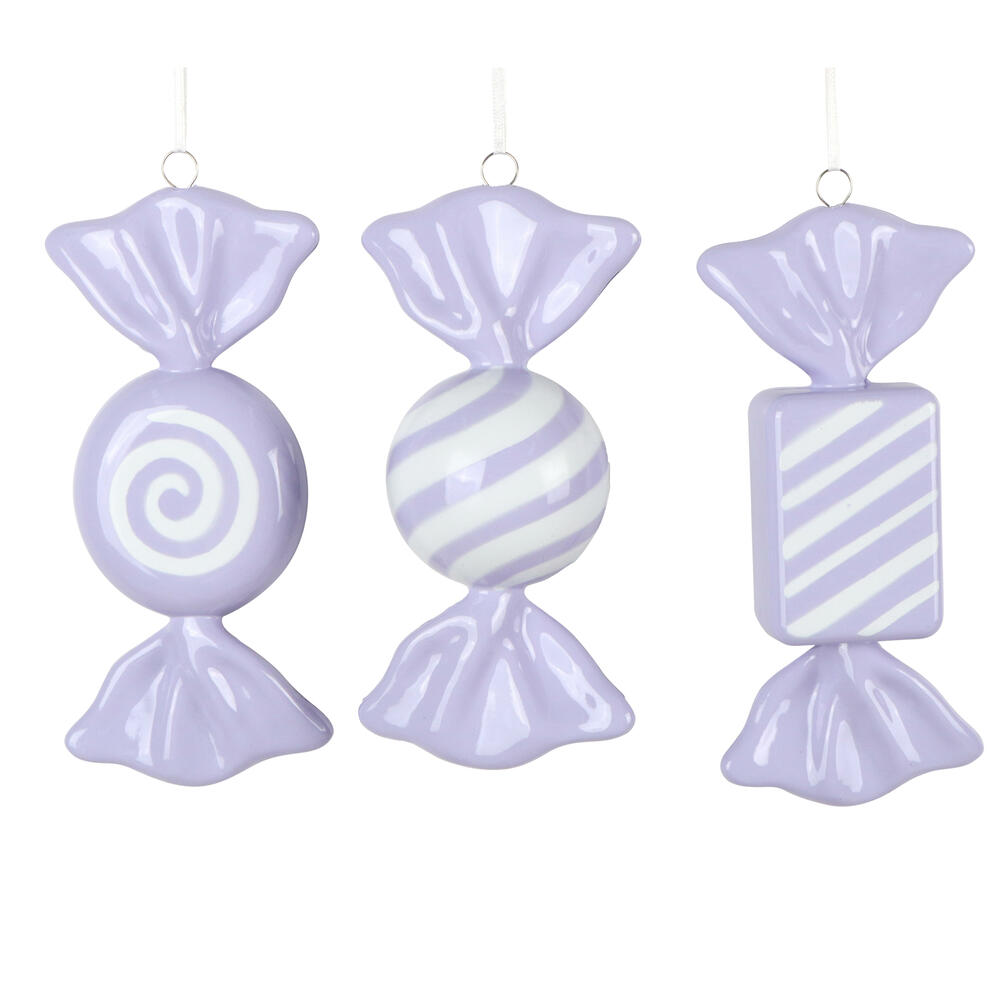 MT252886W 7.5 in. Lavender Enamel Candy Assortment Ornament - 3 per Bag