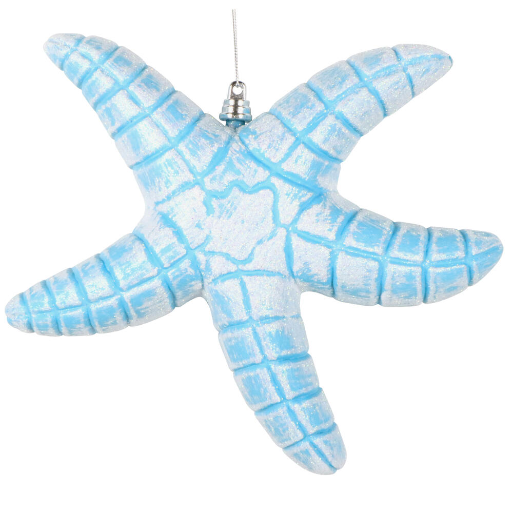 MT255812W 10 in. Turquoise Starfish Glitter Ornament
