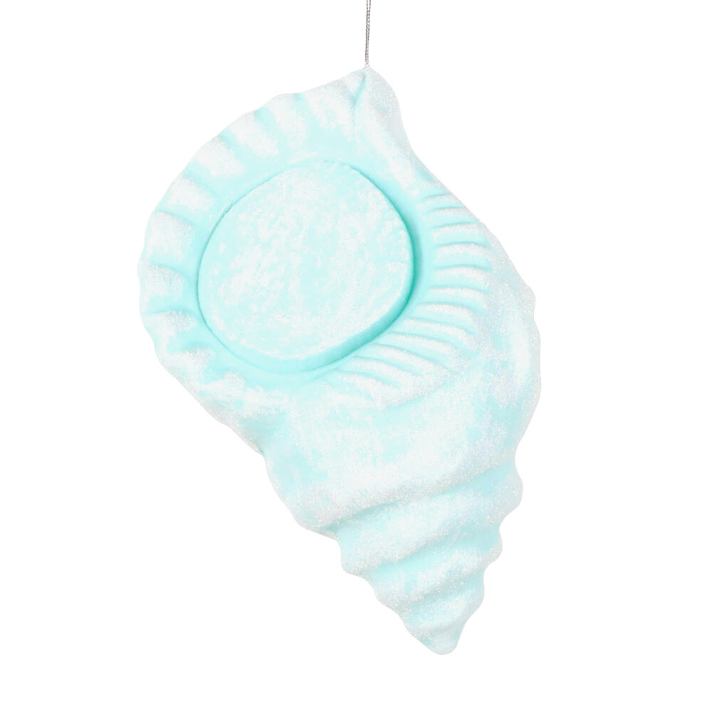 MT256044W 10 in. Seafoam Green Conch Shell Glitter Ornament