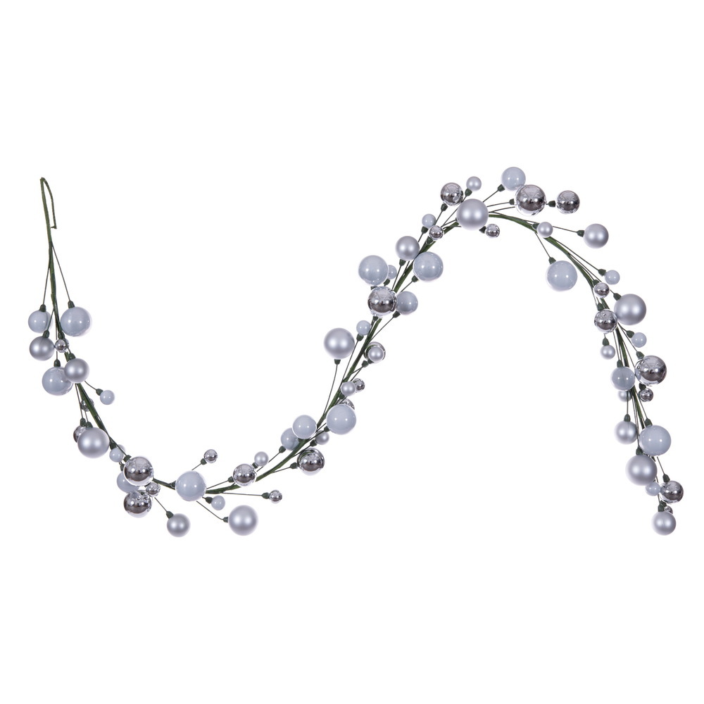 N250107 6 ft. Silver Ball Branch Garland, 1-2 in.
