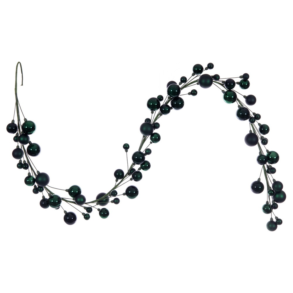 N250174 6 ft. Midnight Green Ball Branch Garland, 1-2 in.